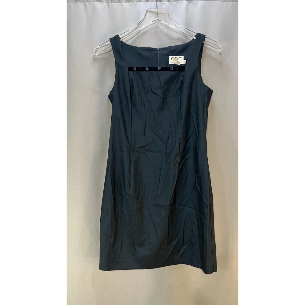CDC Caren Desiree Sheath Dress Womens 10P Black Nylon Stretch Beaded Velvet Trim